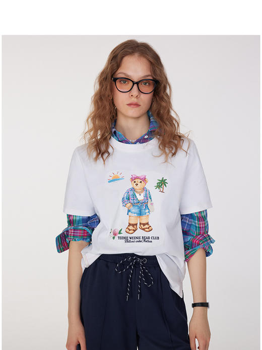 Teenie Weenie小熊字母圆领T恤女夏季女t恤TTRA252504T 商品图1
