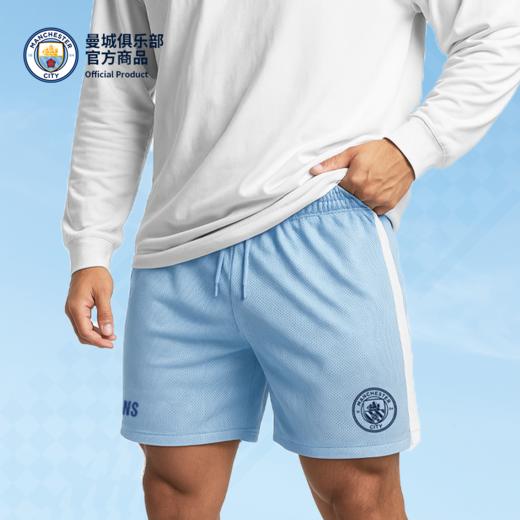 【官方正版】曼城俱乐部 | 天蓝色印花短裤网眼透气内衬户外运动休闲男女球迷 商品图3
