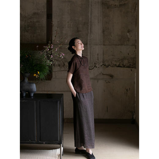 牧衣游原创 海棠花四经罗香云纱套头衫重磅桑蚕丝新中式上衣 清歌 商品图2