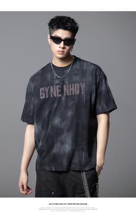 PINLI品立2025夏季新款男士圆领字母印花短袖T恤上衣BG252111051