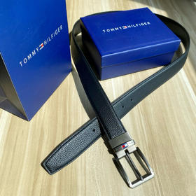 Tommy Hilfiger男士荔枝纹牛皮针扣式简约真皮带