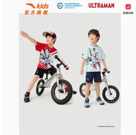 奥特曼安踏儿童男小童针织短袖衫2025夏新款透气儿童高弹运动短袖352529126