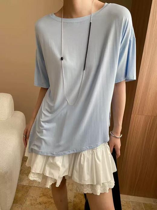 工厂直销 | “凉感面膜”系列  亲肤短袖 包容性强 不规则开叉中长款/防晒罩衫/V领短袖 商品图3