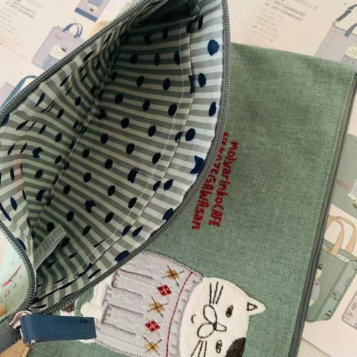 新款刺绣胖猫布艺手拿包 商品图3