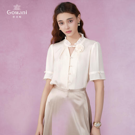 乔万尼短袖衬衫真丝桑蚕丝宫廷风新品EM2C822 商品图1