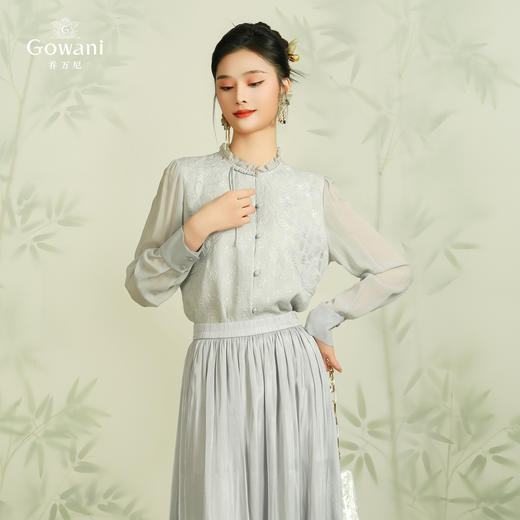 100%桑蚕丝乔万尼真丝衬衫新中式国风设计重工刺绣EM2C928 商品图1