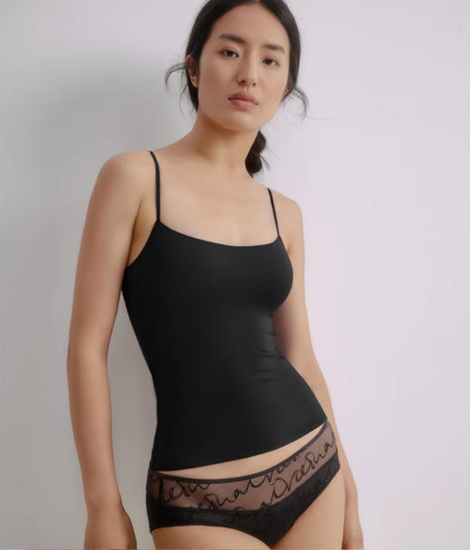 【免穿文胸】官网899！莫代尔桑蚕丝棉混纺一字领打底背心女 文胸吊带二合一带胸垫内衣 商品图2