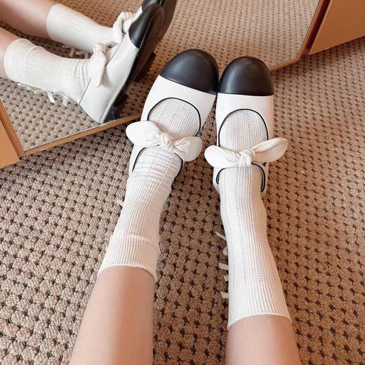 洛诗琳34149明星同款法式小香风设计感拼色浅口真皮玛丽珍鞋003 商品图2