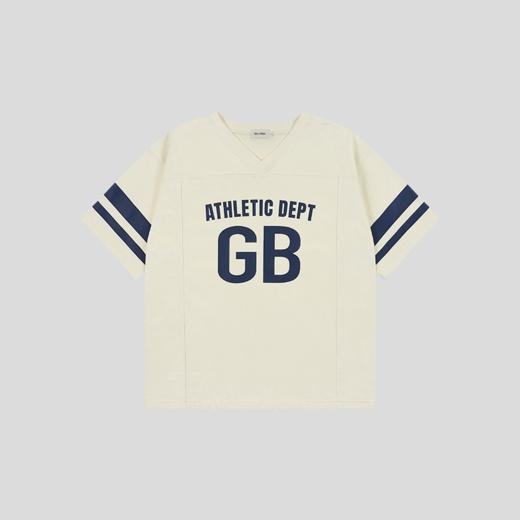 GOODBAI athletic GB logo撞色印花V领拼接宽松短袖T恤 商品图2