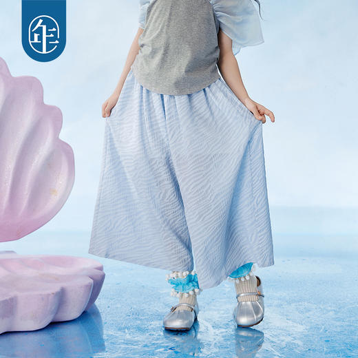年衣女童裤子2025新款儿童夏季新中式阔腿裤宽松海露流光长裤 商品图1