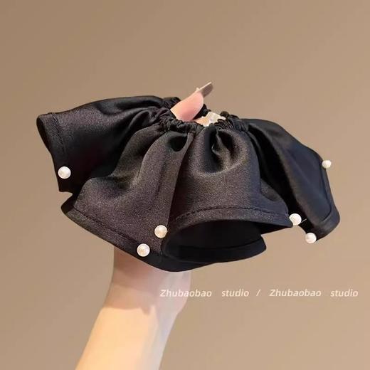 简晓珍珠大号肥肠圈缎面复古气质褶皱花边发圈时尚出勤百搭发绳 商品图1