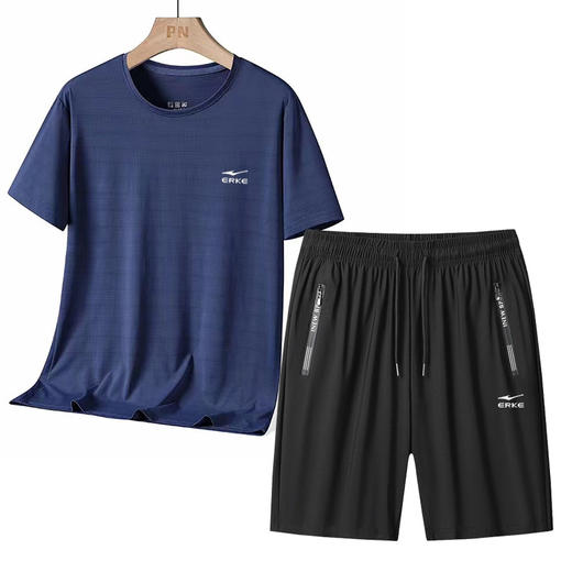优选丨【鸿星尔克 】夏季冰丝速干高弹力T恤短裤两件套EK-JH33807 商品图6
