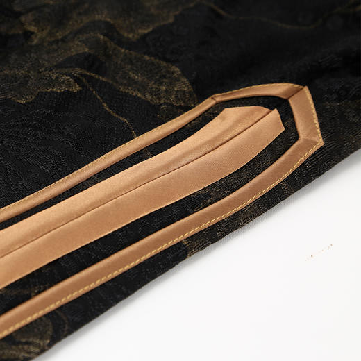 QF81925新款优雅暗花纹线条流畅撞色镶边盘扣短袖旗袍连衣裙 商品图6