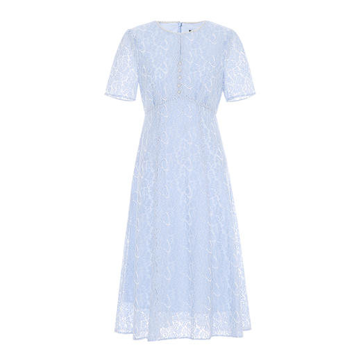 EITIE爱特爱浅蓝色丝绒绣花重工蕾丝收腰显瘦连衣裙2025夏季新款B2507630 商品图5