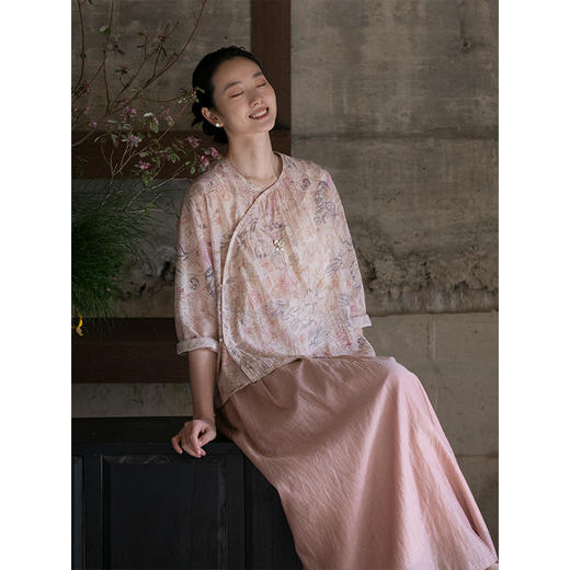 牧衣游原创 丝棉印染短外套新品轻薄柔软舒适百搭文艺开衫 朗风吟 商品图1