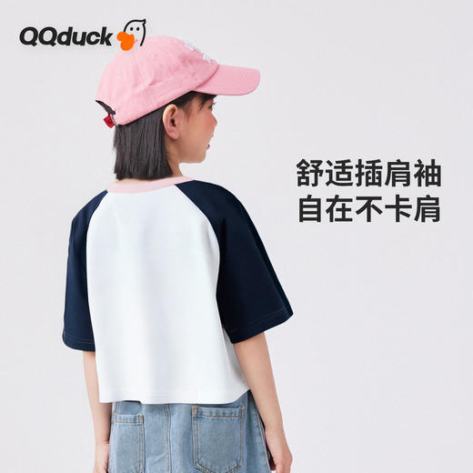 【凉感索罗那科技棉】【120-165】【可可鸭】女童短袖T恤休闲短款上衣 商品图8