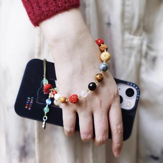 【灵隐文创馆正品】2025十八籽菩提手机链挂饰18子朱砂手机挂绳挂手腕925银 商品图1