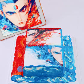 哪吒敖丙长方形奶油蛋糕