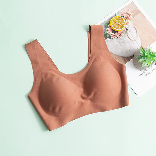 丁摩一片式无痕真丝无钢圈文胸光面薄款桑蚕丝内衣可拆卸高弹透气AL2S115 商品图8