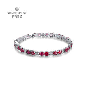 【红宝石手链】钻石世家 18K金红宝石镶钻手链  高级设计珠宝系列 让人一见倾心的红宝石 演绎女性的高贵柔情 也寓意着浪漫炙热的美好感情