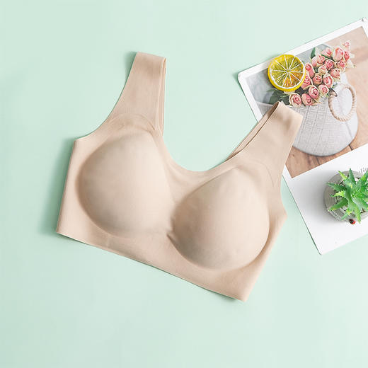 丁摩一片式无痕真丝无钢圈文胸光面薄款桑蚕丝内衣可拆卸高弹透气AL2S115 商品图7