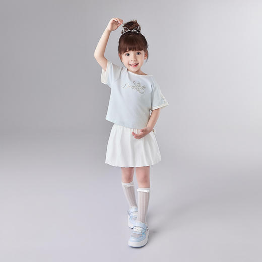 笛莎Deesha 童装女童套装2025夏新款女童银色装饰蓝白套装 商品图2