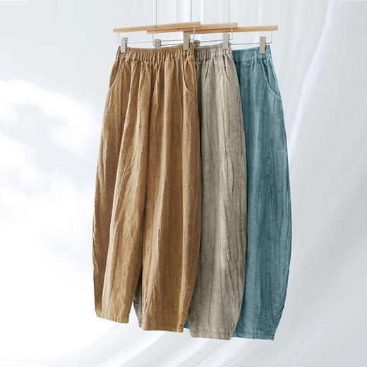 雀说苎麻扎染废土风休闲裤新款棉麻女装阔腿灯笼裤个性裤子ALTDA-9 商品图2