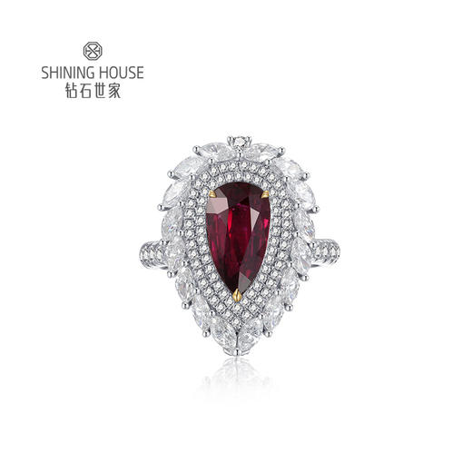 【红宝石饰品】钻石世家 18K金红宝石镶钻吊坠戒指一款两戴   高级设计珠宝系列  让人一见倾心的红宝石 演绎女性的高贵柔情 也寓意着浪漫炙热的美好感情 商品图1