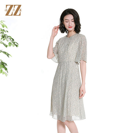佐尔美夏季新款时尚气质100%桑蚕丝短袖连衣裙女M42LS25 商品图1