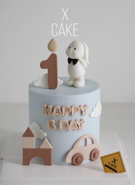 小兔子卡通可爱周岁蛋糕-低糖处理无添加 商品图0