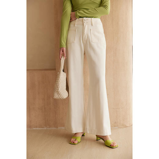 HeyDres双口袋天丝休闲裤女夏季法式高腰宽松显瘦微喇裤百搭裤子 商品图0