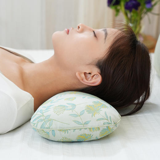 漫山系列艾草荞麦枕颈椎枕荞麦壳圆枕头睡眠支撑专用护颈枕成人高端 商品图3