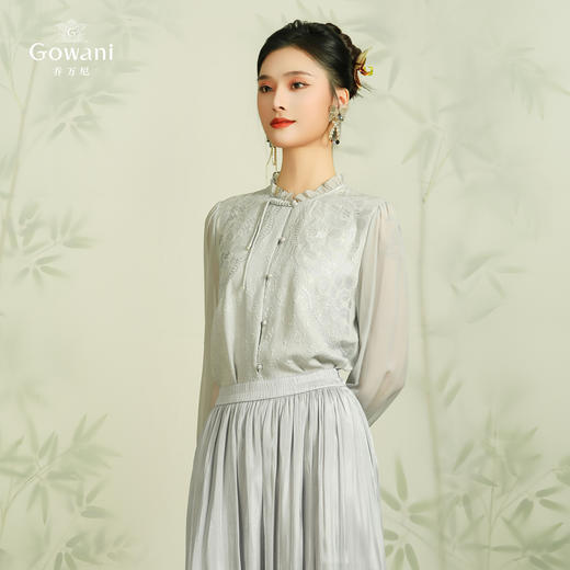 100%桑蚕丝乔万尼真丝衬衫新中式国风设计重工刺绣EM2C928 商品图3