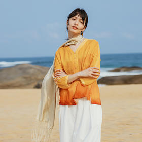 【积分兑换】绽放旅行女装/编织流苏真丝长条围巾KS021