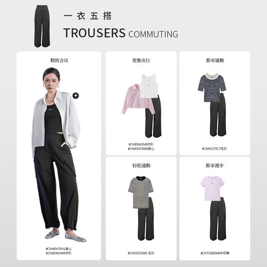 【商场同款】CNT5467 “ 工装裤” 轻薄舒适 易洗易干 减龄好穿 黑灰两色 商品图4