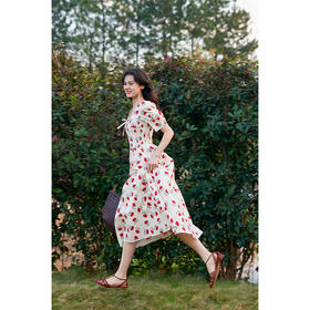 HeyDress原创扶桑花连衣裙女夏季法式高腰显瘦气质浪漫泡泡袖裙子