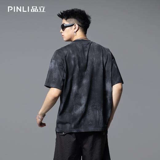 PINLI品立2025夏季新款男士圆领字母印花短袖T恤上衣BG252111051 商品图2
