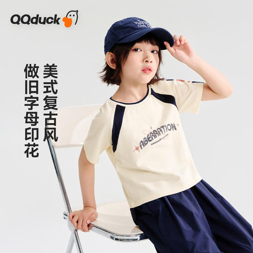 【120-165】【可可鸭】女童夏季休闲短款上衣短袖T恤（95%棉 5%氨纶） 商品图4