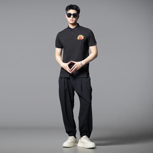 PINLI品立2025夏季新款太阳贴布绣花修身翻领短袖POLO衫男士体恤BG252112045 商品图4