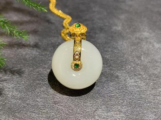 【御珠宫坊】金镶羊脂白玉平安扣 商品图0