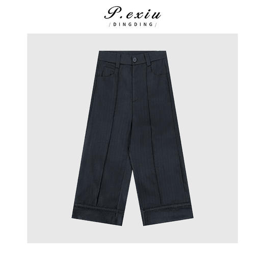 天丝亚麻镂空勾花拼接阔腿西装裤休闲裤 W-63050 商品图1