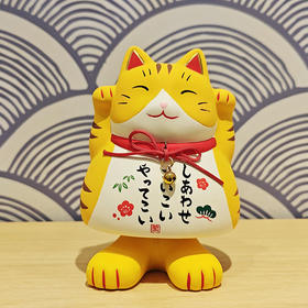 【旬彩】 日本进口药师窑锦彩虎斑花纹摇摆招财猫