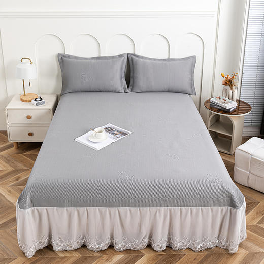 多喜爱 凉豆豆床裙三件套-云镜（灰/蓝/粉） 【可水洗机洗】【柔软可折叠】【凉感值0.28】【全方位包裹】 凉席子A类标准 有效抗菌 3D立体凉豆豆 商品图0