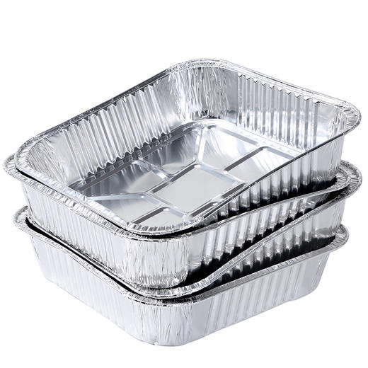 美丽雅锡纸盒 铝箔盘锡纸盘铝箔盒烤箱烤盘正方形烤肉盘 打包盒 1200ml*4只 商品图1