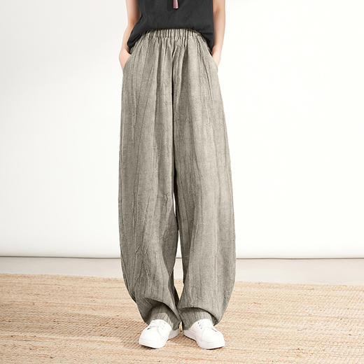 雀说苎麻扎染废土风休闲裤新款棉麻女装阔腿灯笼裤个性裤子ALTDA-9 商品图7