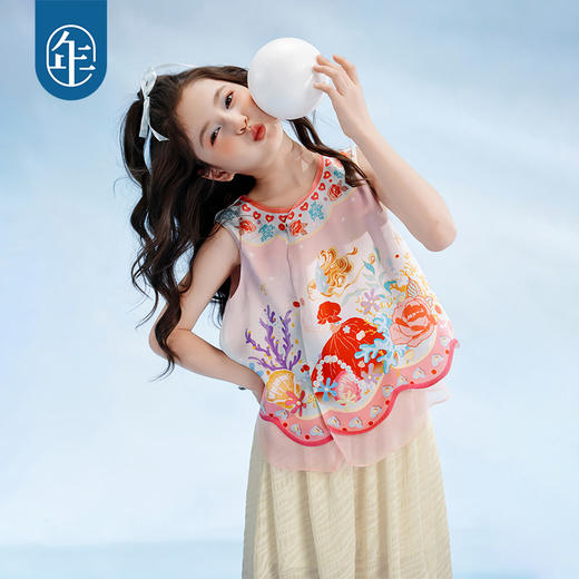 年衣童装儿童新中式马甲女孩2025夏季新款国风海洋奇遇马甲 商品图0