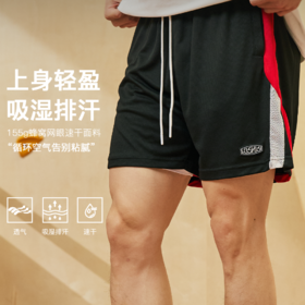 LUSHISI共鸣主题篮球短裤美式休闲街头运动四五分拼接抽绳运动裤