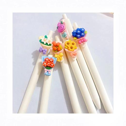 （4只）ins手捧花 按动中性笔学生礼品0.5mm黑色按动子弹头 商品图1