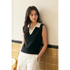 HeyDres撞色翻领针织背心女夏季复古宽松内搭新款外穿无袖短上衣 商品缩略图0
