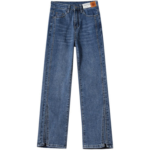 丁摩 法棍直筒牛仔裤女八分新款小个子高腰九分烟管裤子春秋小个子5ZF-5925 商品图4